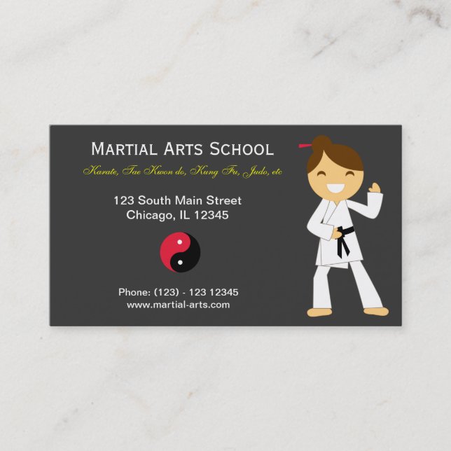 Martial Arts School Visitenkarte (Vorderseite)
