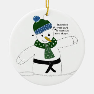 Martial Arts Snowman Keramik Ornament