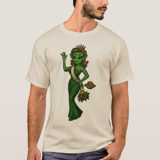 Martian Beauty Queen | Retro Sci-Fi Alien Button-U T-Shirt