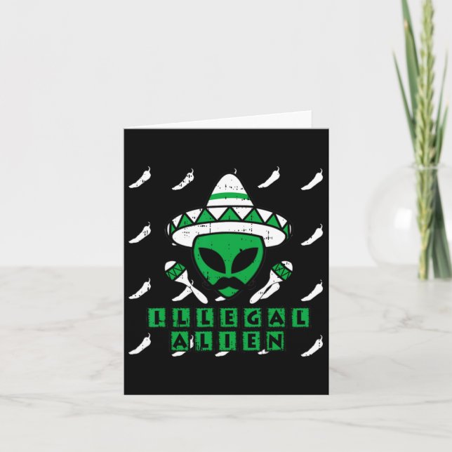 Martian Illegal Alien Mexican Area-51 Fun Hallowee Karte (Vorderseite)