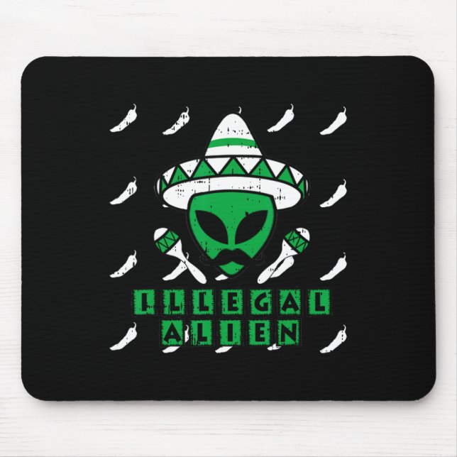 Martian Illegal Alien Mexican Area-51 Fun Hallowee Mousepad (Vorne)