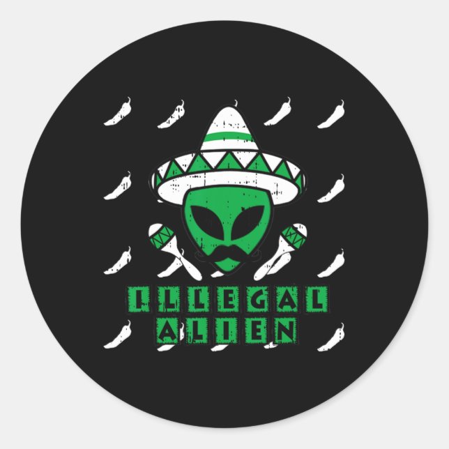Martian Illegal Alien Mexican Area-51 Fun Hallowee Runder Aufkleber (Vorderseite)