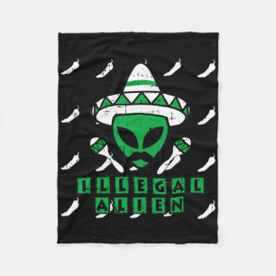 Martian Illegal Alien Mexican Area-51 Funny Hallow Fleecedecke
