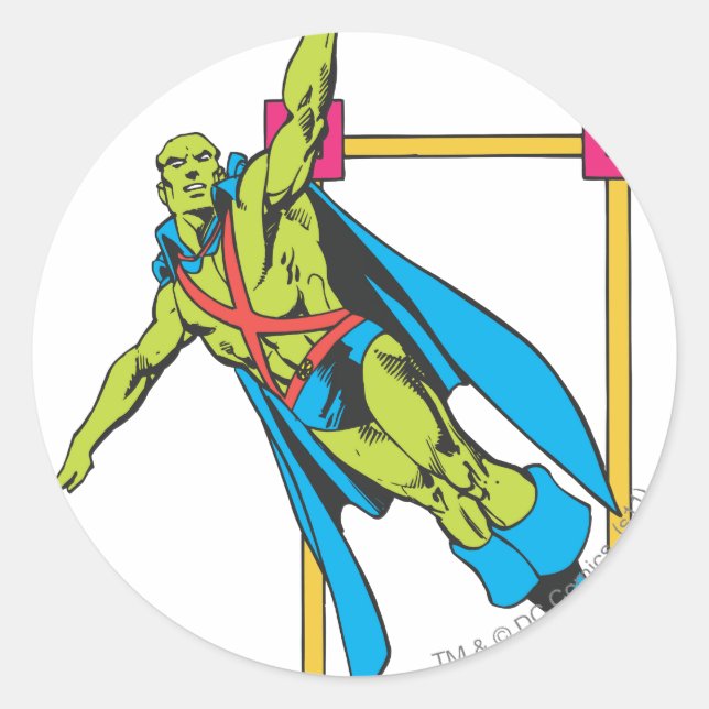 Martian Manhunter Soars Runder Aufkleber (Vorderseite)