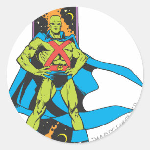 Martian Manhunter & Space Background Runder Aufkleber
