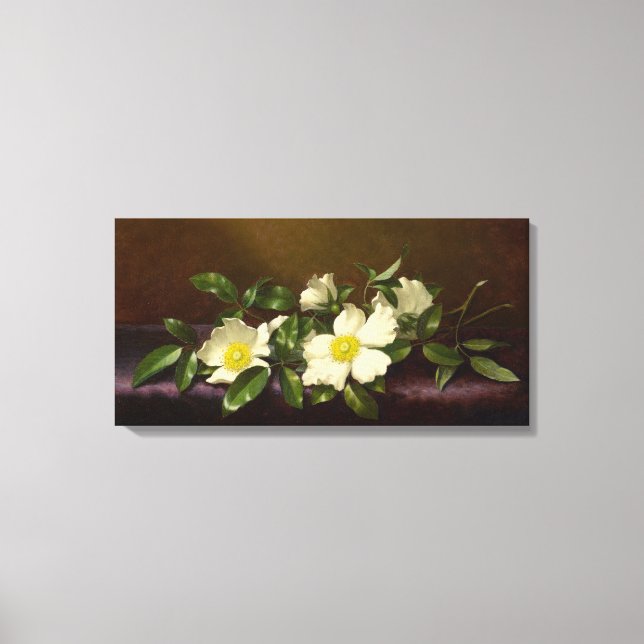 Martin Heade Cherokee Rose auf einem Lila Tuch Leinwanddruck (Vorderseite)