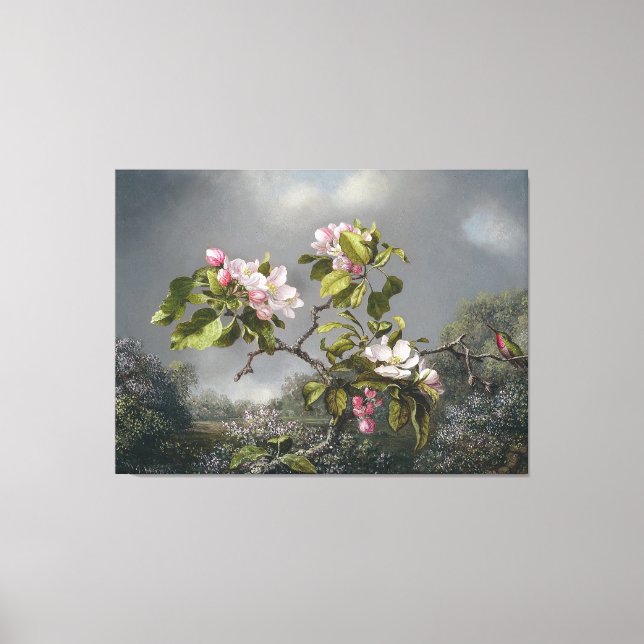 MARTIN J. HEADE - Apfelblüten und Hummingbird - Leinwanddruck (Vorderseite)