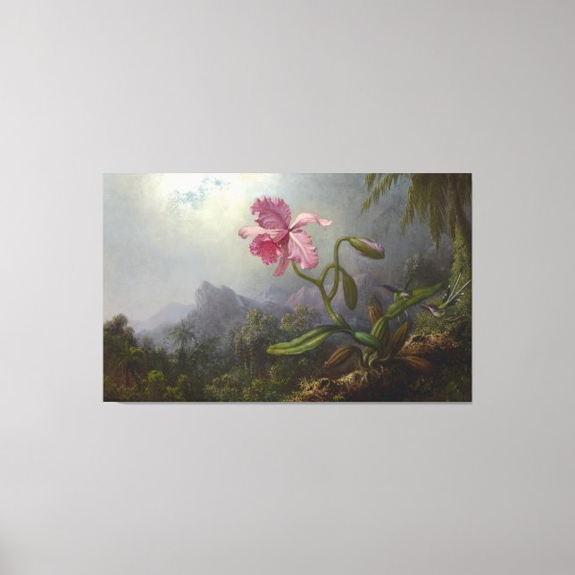 MARTIN J. HEADE - Zwei Hummingvögel mit einem Orch Leinwanddruck (Vorderseite)