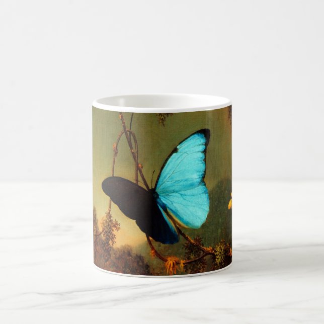 Martin Johnson Heade Blauer Morpho-Schmetterling Kaffeetasse (Mittel)