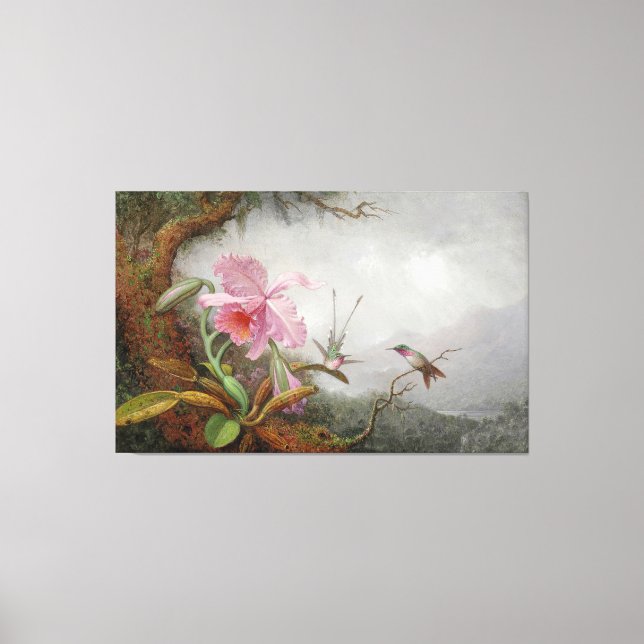 MARTIN JOHNSON HEADE - Hummingvögel und Orchideen  Leinwanddruck (Vorderseite)