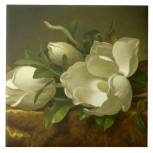 Martin Johnson Heade - Magnolias auf Gold Velvet Fliese