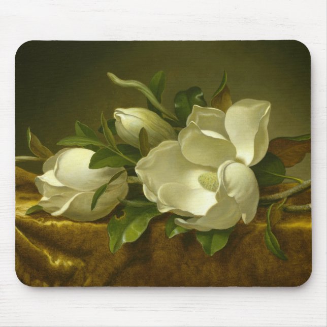 Martin Johnson Heade - Magnolias auf Gold Velvet Mousepad (Vorne)