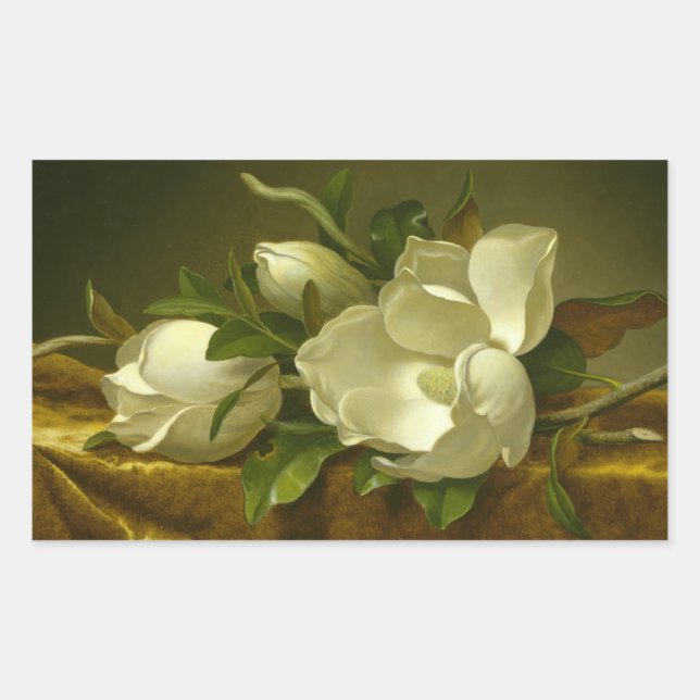 Martin Johnson Heade - Magnolias auf Gold Velvet Rechteckiger Aufkleber (Vorderseite)