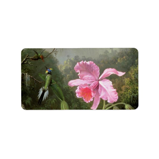 Martin Johnson Heade Orchid und Hummingbirds Adressaufkleber (Vorne)