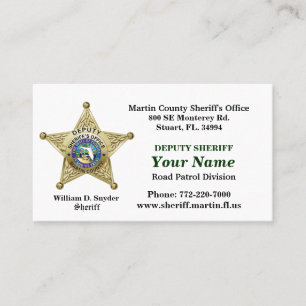 Martin Landkreis Sheriffs Office Business Card. Visitenkarte