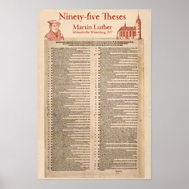 Martin Luther 95 Theses (original Latin) Poster (Vorne)
