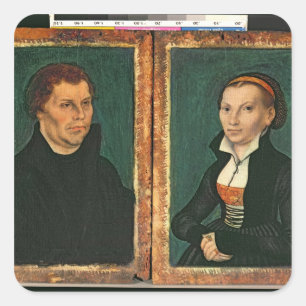 Martin Luther, Katharina von Bora, c.1526 Quadratischer Aufkleber