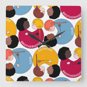 Martin Luther King Day, Gleichheit und Brüderlichk Quadratische Wanduhr