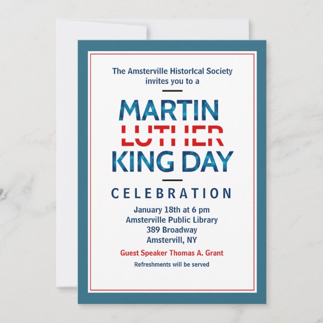 Martin Luther King Jr. Einladung (Vorderseite)