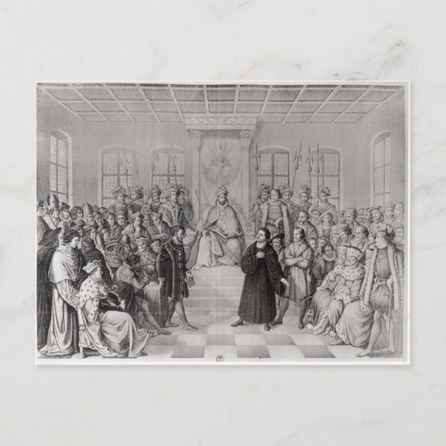 Martin Luther vor Charles V Postkarte (Vorderseite)