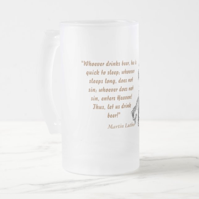 Martin Luther Zitat über Bier Drinker Mattglas Bierglas (Vorderseite Links)