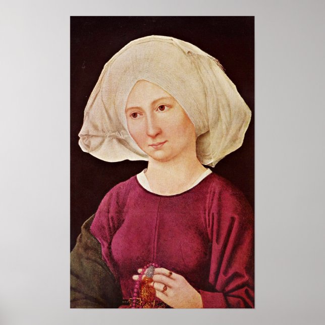 Martin Schongauer - Portrait einer jungen Frau Poster (Vorne)