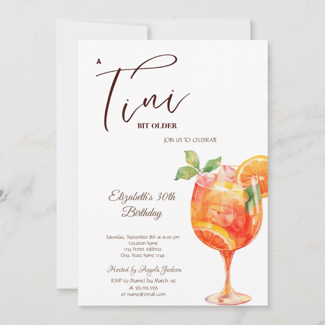 Martini A tini Bit Älter Grüner Geburtstag Einladung (Vorderseite)