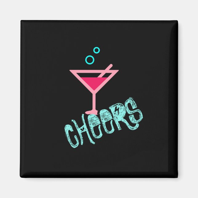 Martini - Alkohol trinken Pop Kunst, Rosa und Türk Magnet (Vorne)