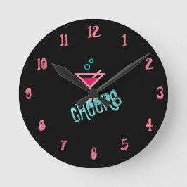 Martini - Alkohol trinken Pop Kunst, Rosa und Türk Runde Wanduhr