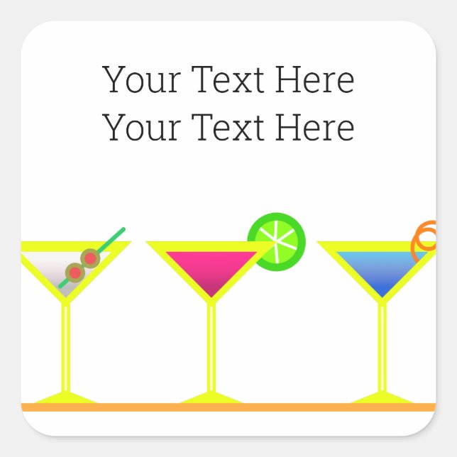 Martini-Aufkleber Quadratischer Aufkleber (Vorderseite)