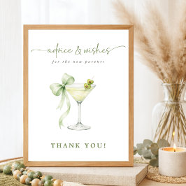 Martini Baby Shower Advice & Wishes New Parents Poster