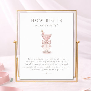 Martini Baby Shower Wie groß ist Mamas Bauch Schil Poster