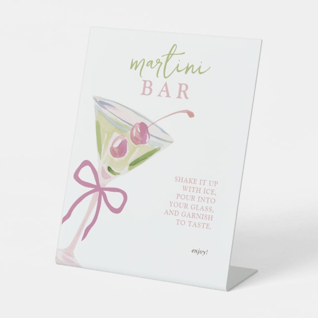 Martini Bar Chic Modern Bridal Shower Sockelschild (Vorderseite)