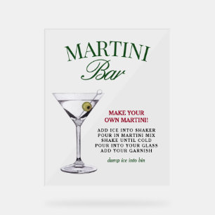 Martini Bar Green & Red Classy Acrylschild
