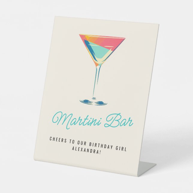 Martini Bar Retro Cocktail Geburtstagsparty Sockelschild (Vorderseite)