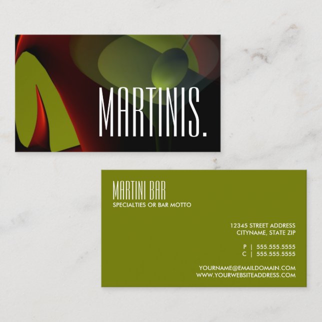 Martini Bar Visitenkarte (Vorne/Hinten)