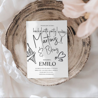 Martini Bikini Doodles Beach Bachelorette’s Party Einladung