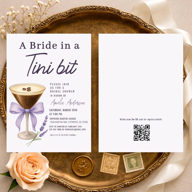 Martini-Braut auf einer Tini-Bit QR-Code-Brautpart Einladung (Von Creator hochgeladen)