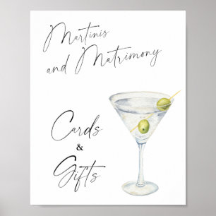 Martini-Brautparty-Karten und Geschenke Poster