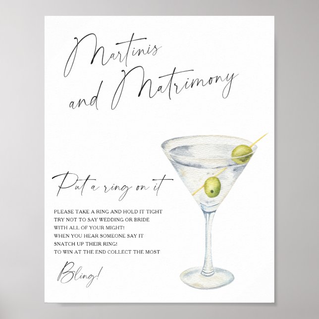 Martini-Brautparty Klingeln Poster (Vorne)