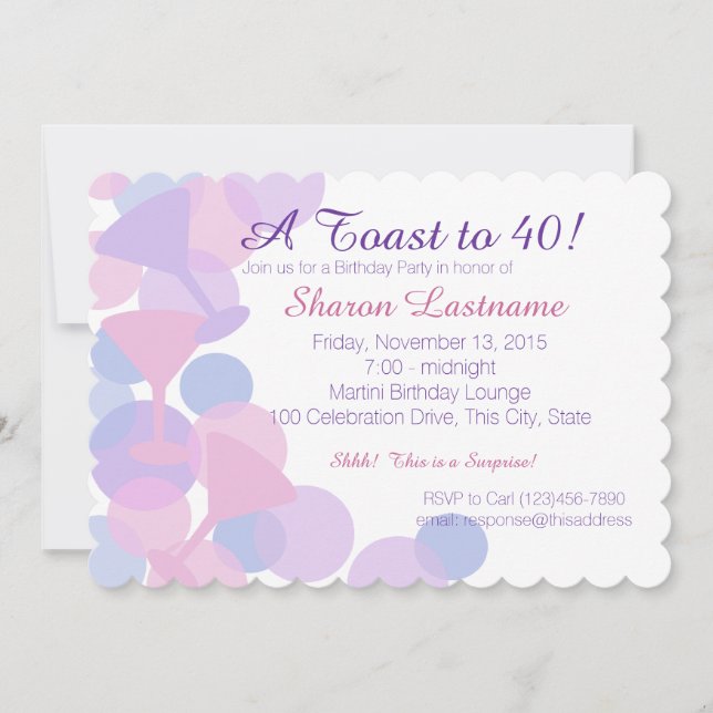 Martini Bubbles Party Einladung (Vorderseite)