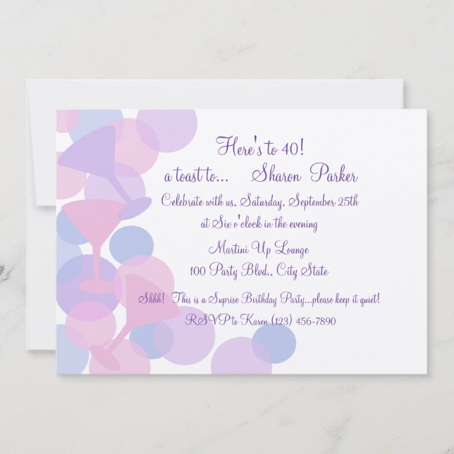 Martini Bubbles Party Einladung (Vorderseite)