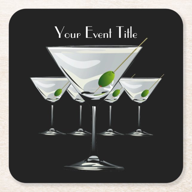 Martini Cockatl Party Event Black Untersetzer (Vorderseite)