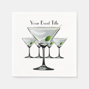 Martini Cockatls Party Event White Napkin Serviette
