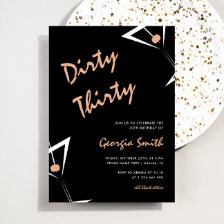 Martini Cocktail Dirty 30. Geburtstag Party Einladung