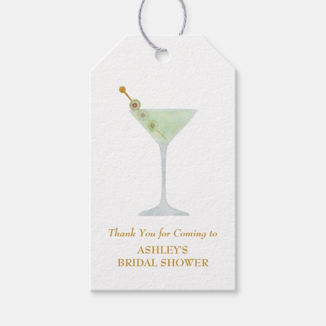 Martini Cocktail Gastgeschenk Hochzeit Brautparty Geschenkanhänger (Vorderseite)