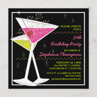 Martini-Cocktail-Geburtstags-Party Einladung