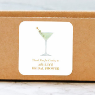 Martini-Cocktail-Hochzeitsgeschenk Brautparty  Quadratischer Aufkleber