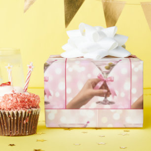 Martini-Cocktail mit rosa Satinschleife Geschenkpapier