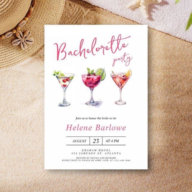 Martini Cocktail Moderner Junggeselinnen-Abschied Einladung (Martini Cocktail Modern Bachelorette Party Invitation)